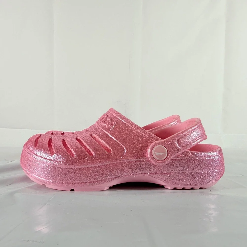 Nautica River Edge Girls 4 Clog Sandals Light Pink‎ Glitter New
